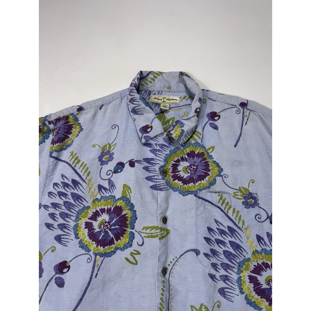Tommy Bahama Silk Shirt Men's XL Hawaiian Loop Collar Beach Resort Floral